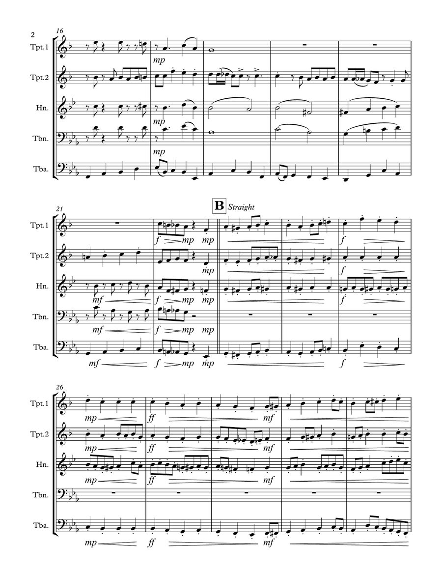 I Heard the Bells on Christmas Day (for Brass Quintet) Brass Quintet scores gallery preview page 3