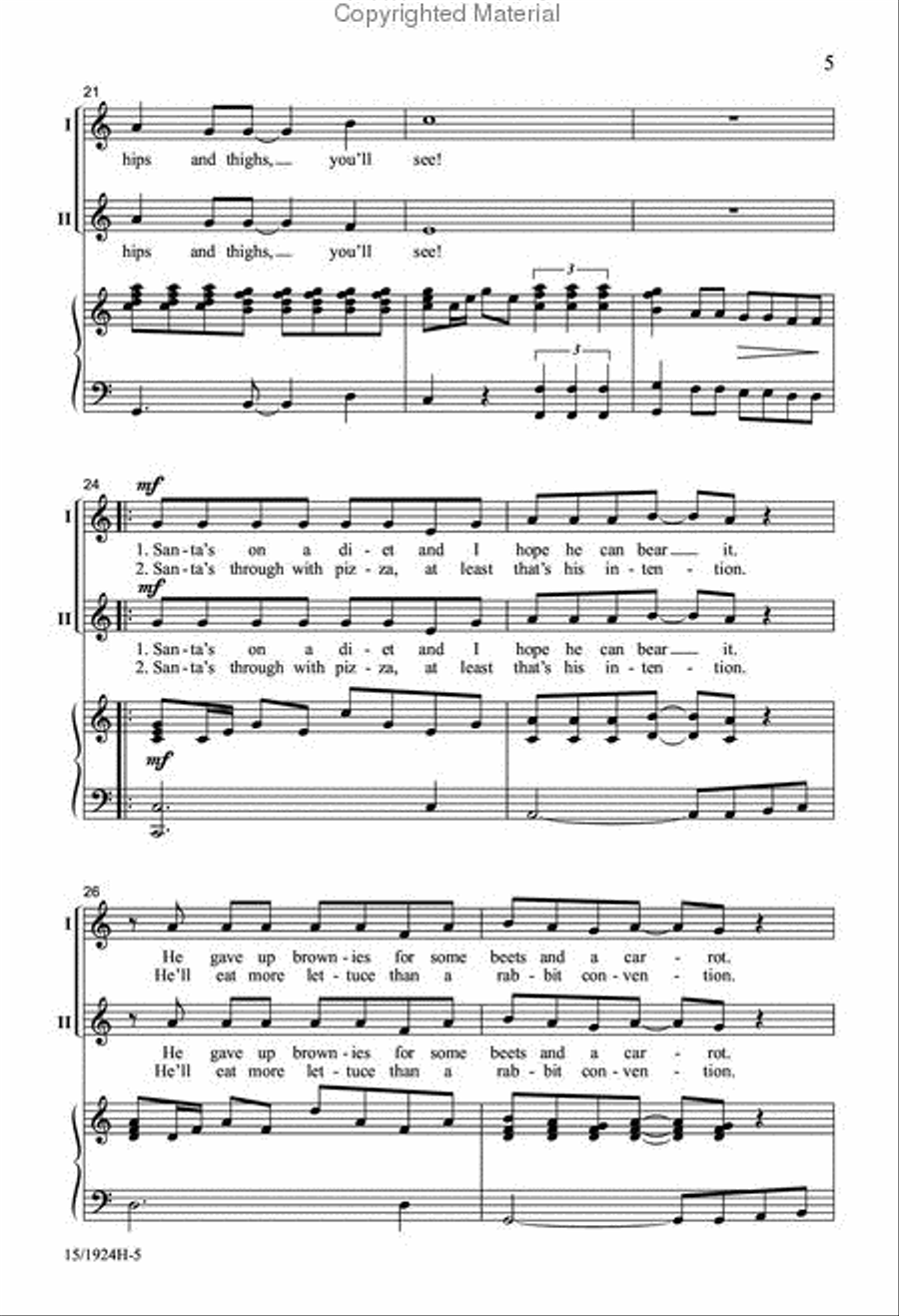 Santa's Going on a Diet Santa's Going on a Diet Unison Choir scores gallery preview page 5