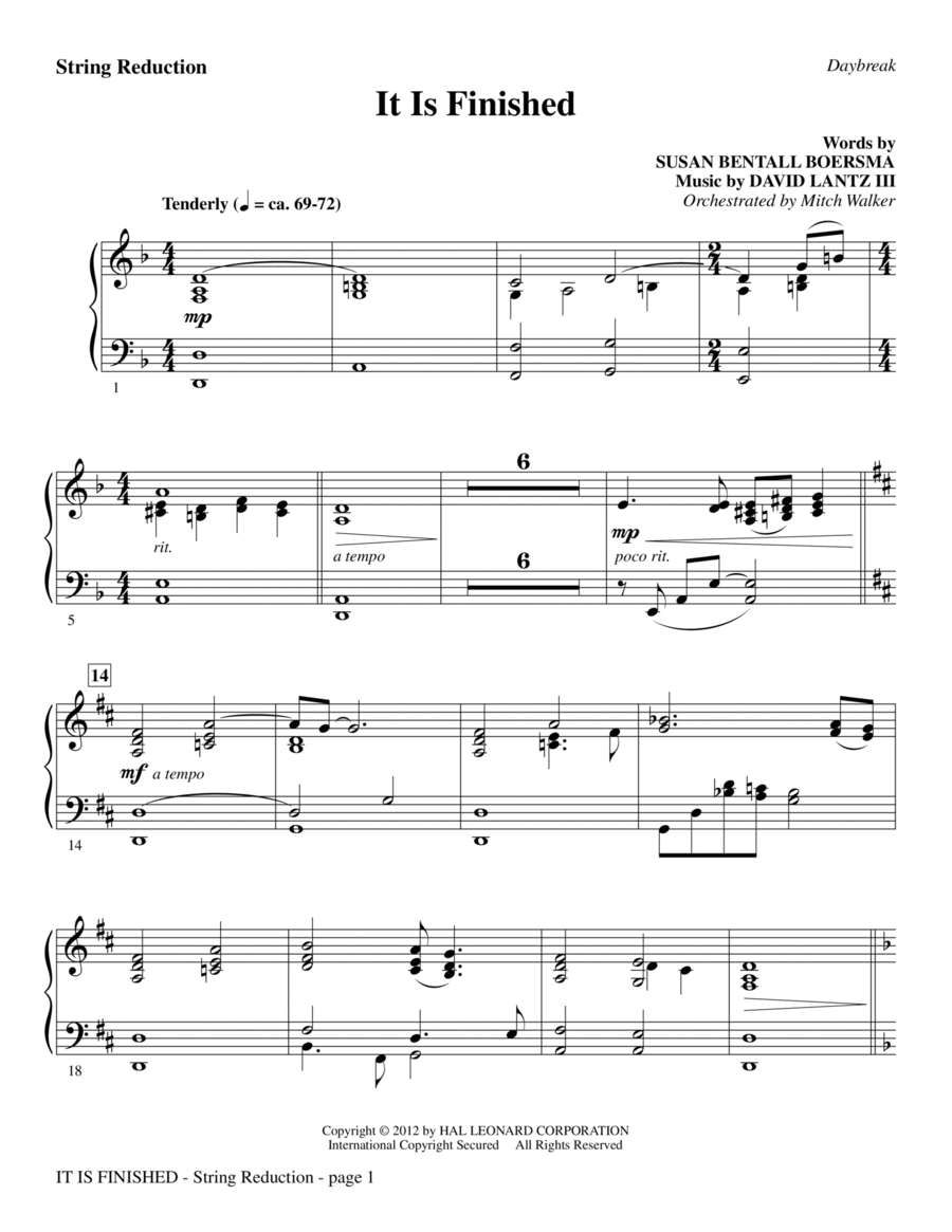 It Is Finished - Keyboard String Reduction Choir scores gallery preview page 1