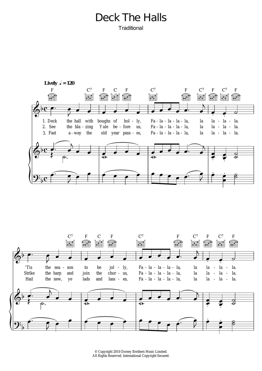 Deck The Halls Piano, Vocal scores gallery preview page 1
