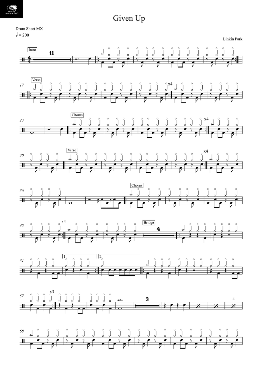 Given Up Drum Set scores gallery preview page 1