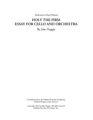 Holy the Firm (piano reduction)