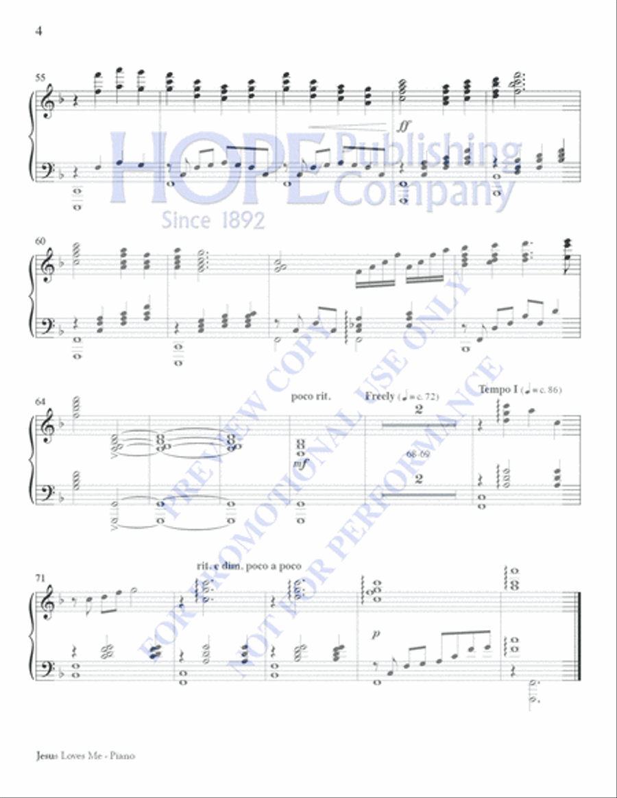Jesus Loves Me Piano scores gallery preview page 12