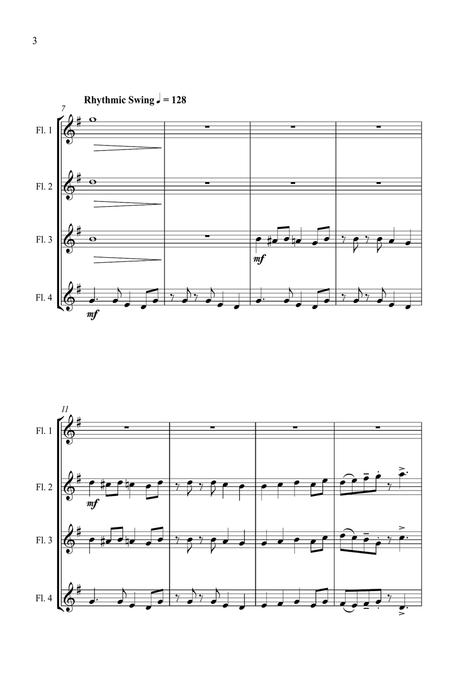 Jazz Carols Collection for Flute Quartet - Set One Flute Quartet scores gallery preview page 5