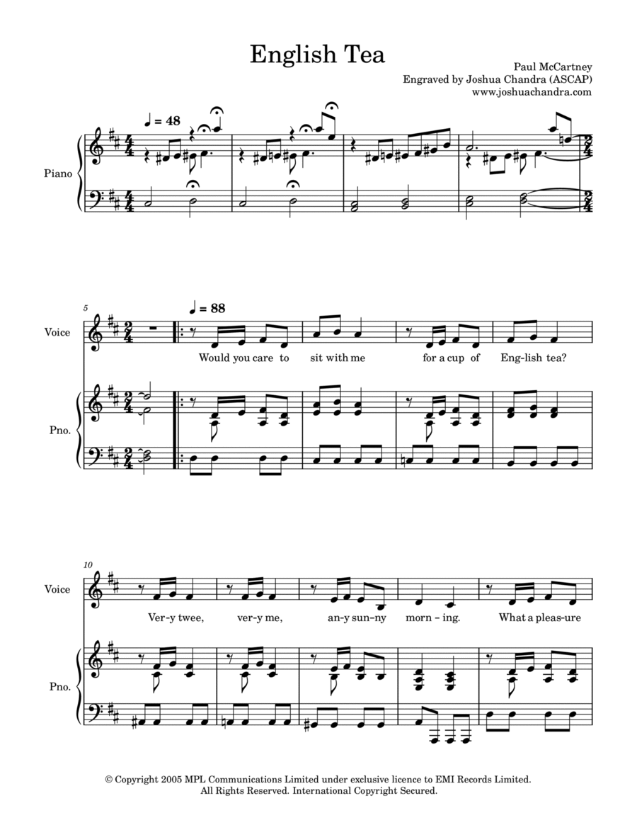 English Tea Voice scores gallery preview page 1