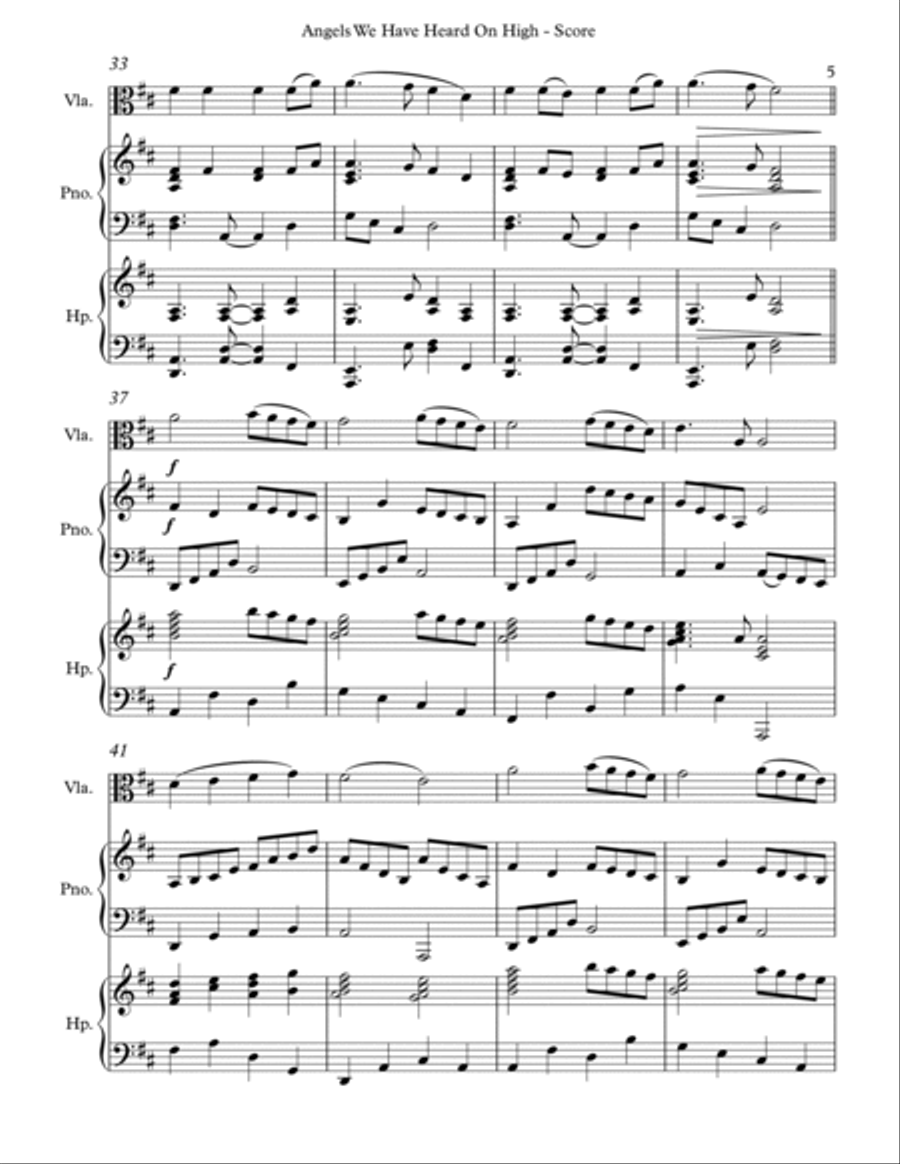 Angels We Have Heard On High, Trio for Viola, Pedal Harp and Piano image number null
