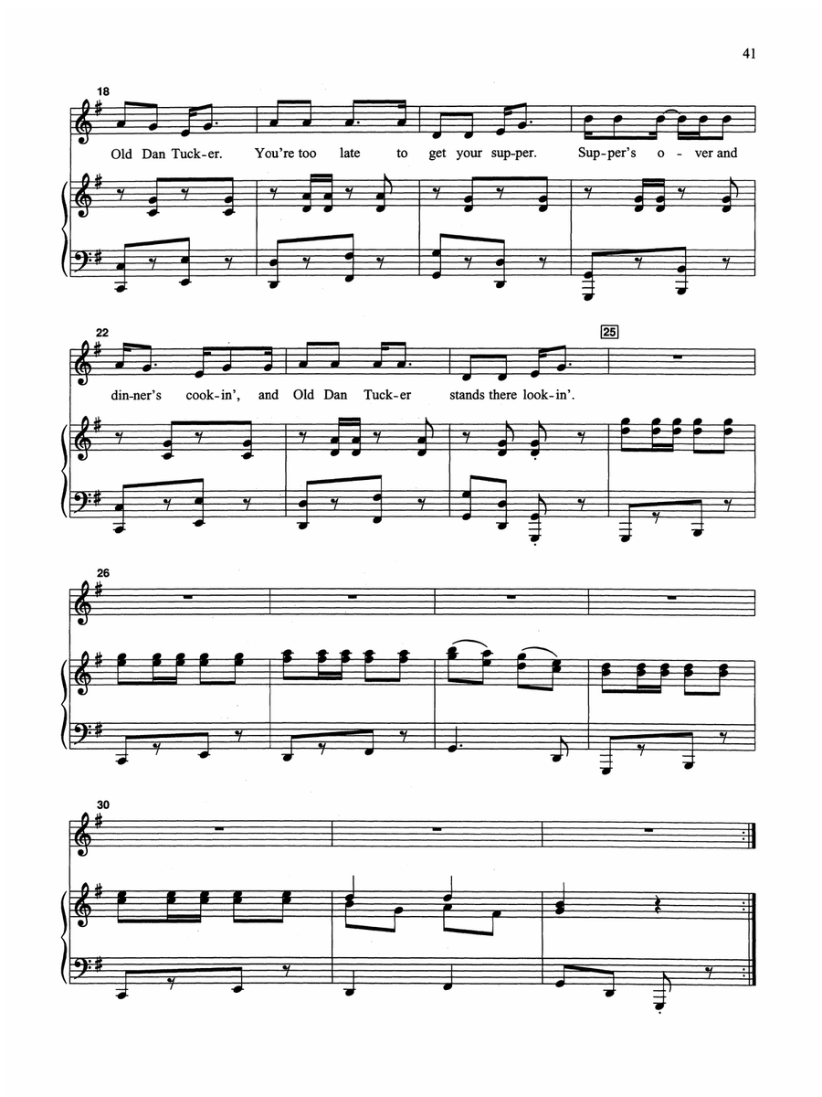 Old Dan Tucker - Piano/Vocal Solo (Medium Low) Piano, Vocal scores gallery preview page 2