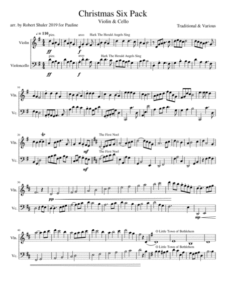 Christmas Six Pack of Carols for Violin & Cello image number null