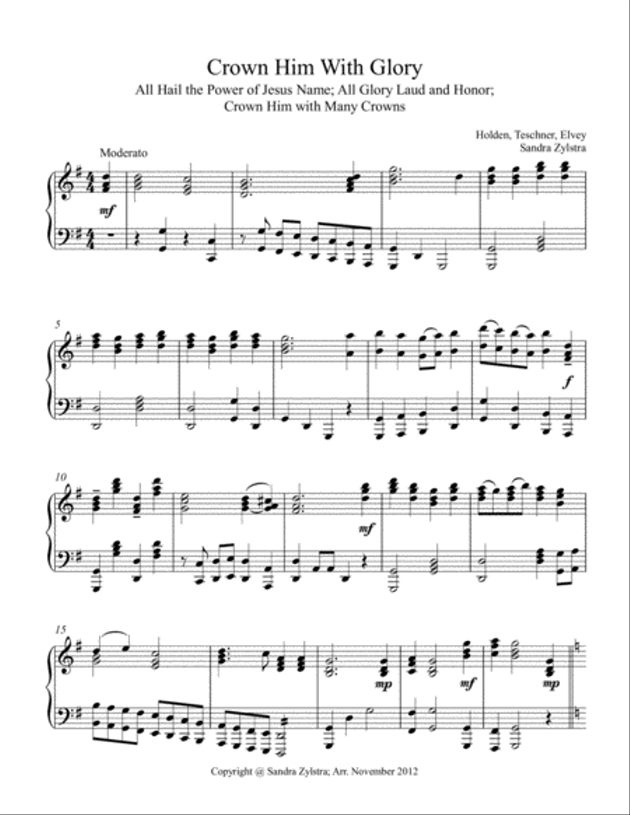 Crown Him With Glory (intermediate piano solo) Piano Solo scores gallery preview page 2