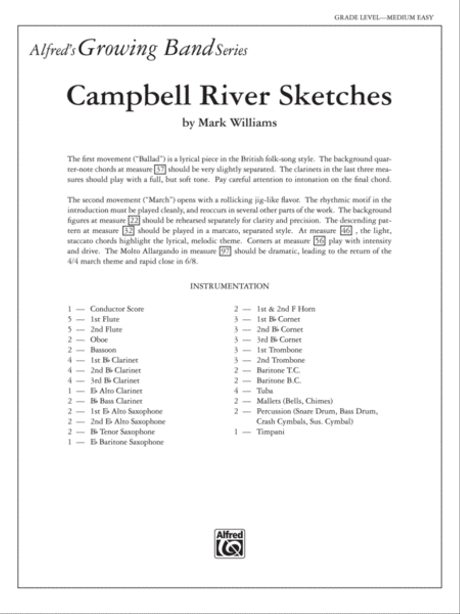 Campbell River Sketches: Score Concert Band scores gallery preview page 1