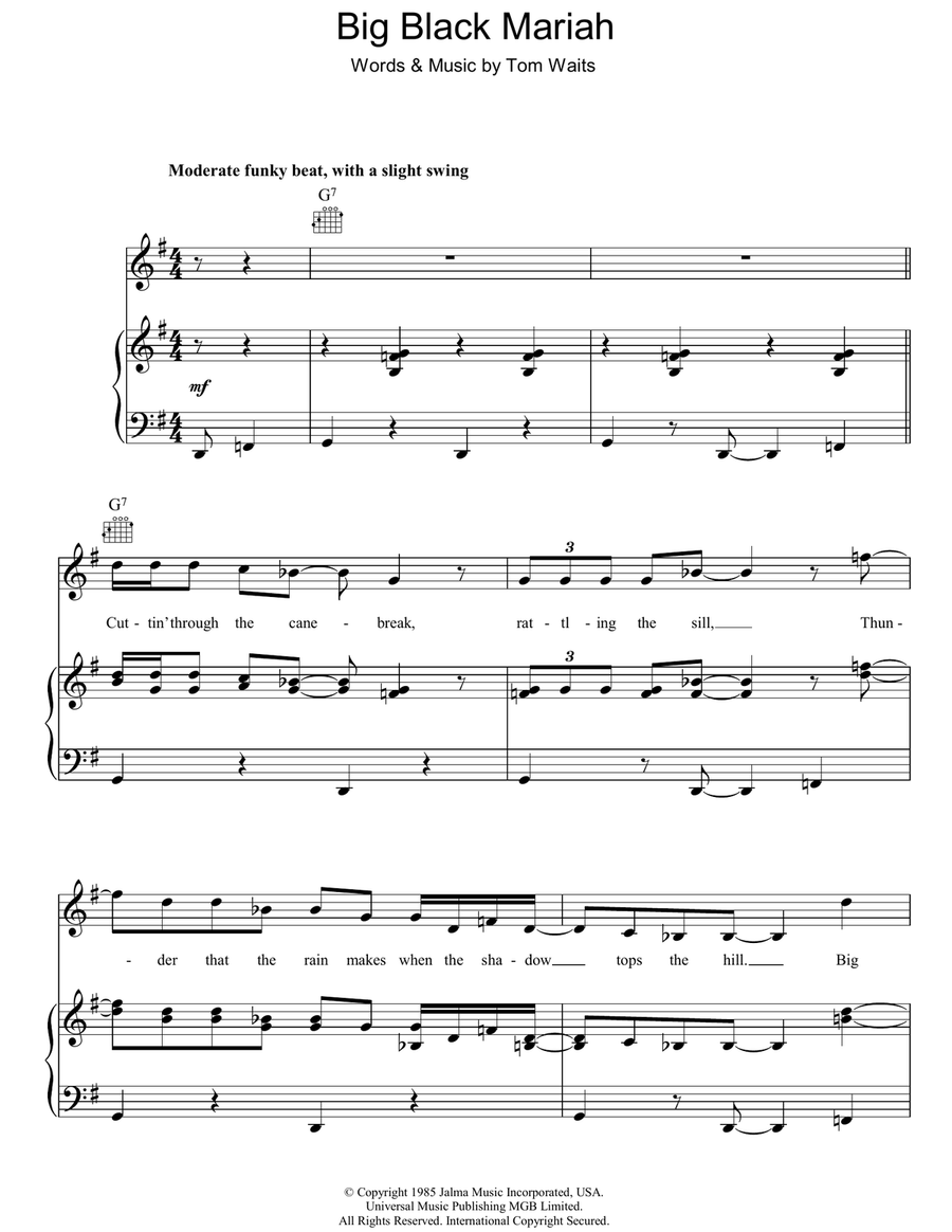 Big Black Mariah Big Black Mariah Piano, Vocal, Guitar scores gallery preview page 1