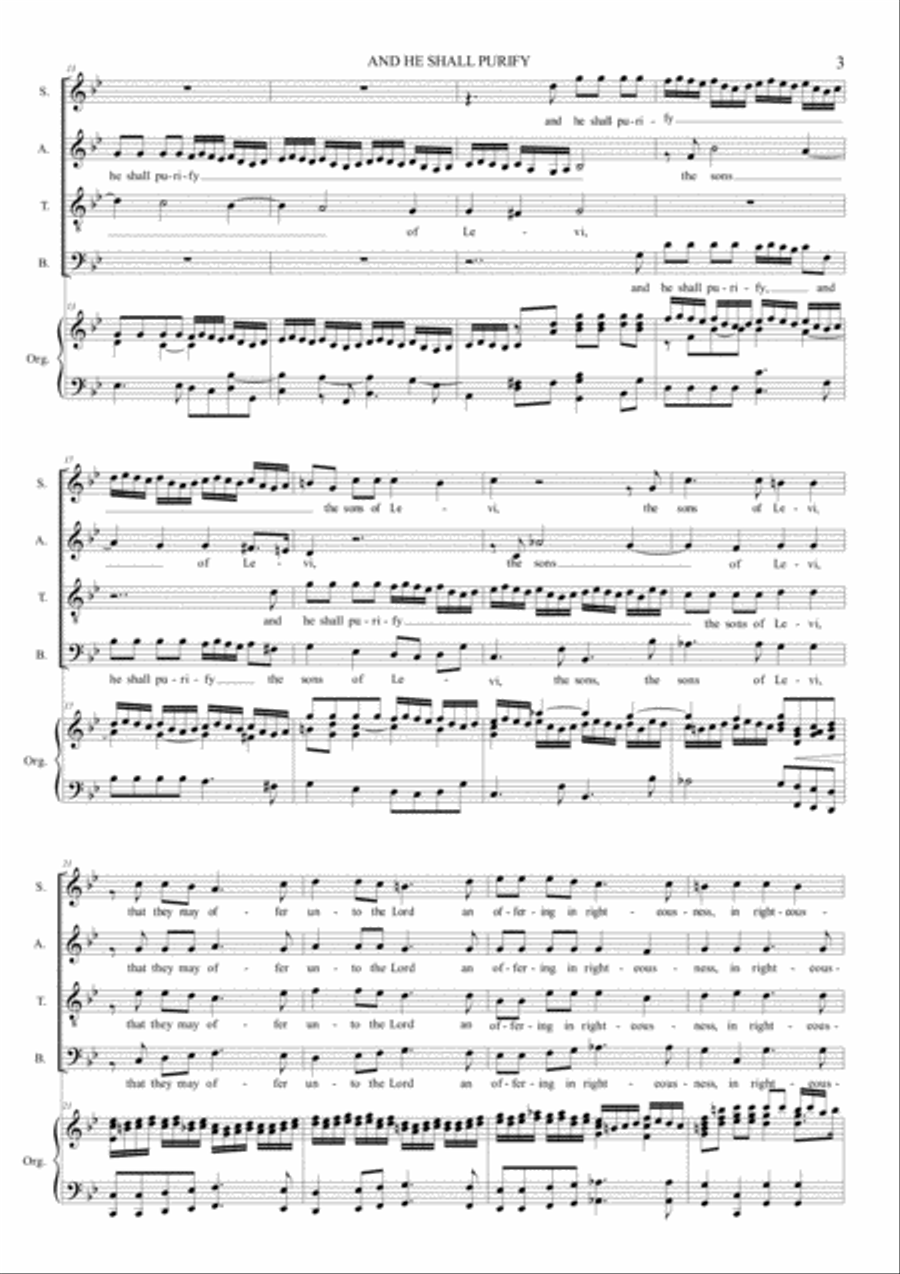 AND HE SHALL PURIFY - Messiah - Arr. for SATB Choir and Organ - Score Only 4-Part scores gallery preview page 3