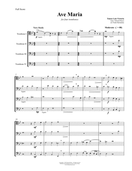 Ave Maria for Trombone Quartet