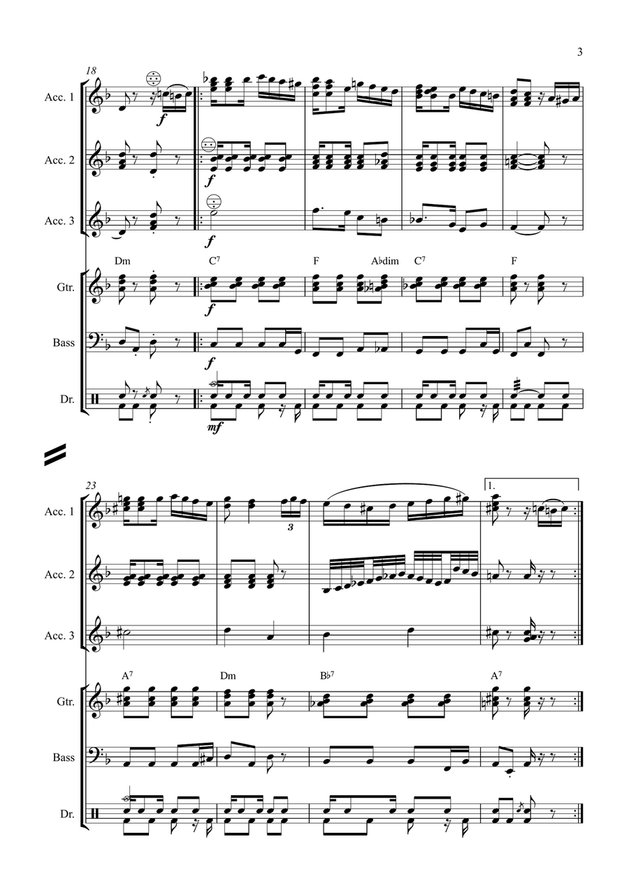 Viloldo: El Choclo, tango (Accordion Orchestra) Accordion Orchestra scores gallery preview page 3