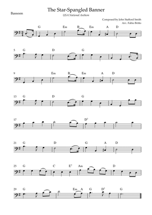 The Star Spangled Banner (USA National Anthem) for Bassoon Solo with Chords (G Major)