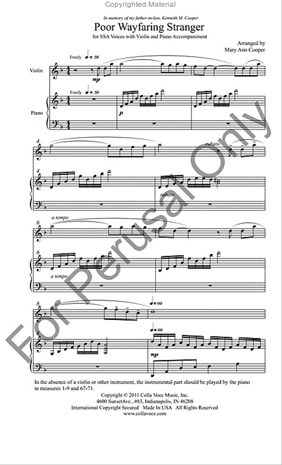 Poor Wayfaring Stranger SSA scores gallery preview page 2