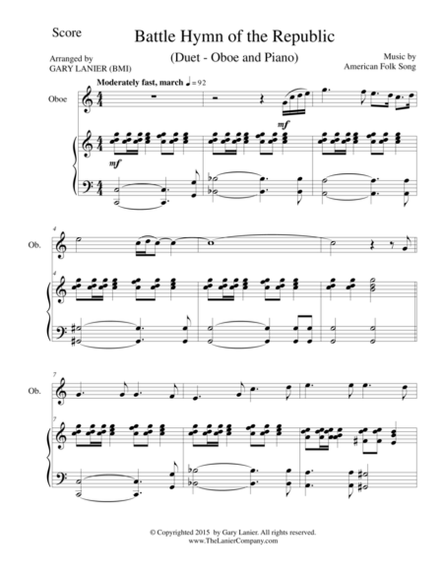 BATTLE HYMN OF THE REPUBLIC (Duet – Oboe and Piano/Score and Parts) image number null