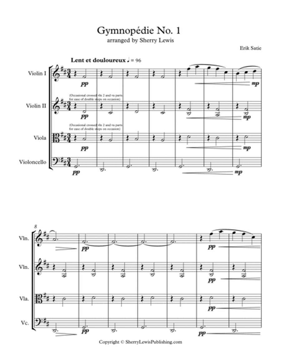 GYMNOPÉDIE NO.1 String Quartet, Intermediate Level for 2 violins, viola and cello image number null
