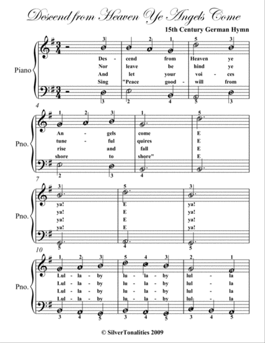 Descend From Heaven Ye Angels Come Easy Piano Sheet Music Easy Piano scores gallery preview page 2