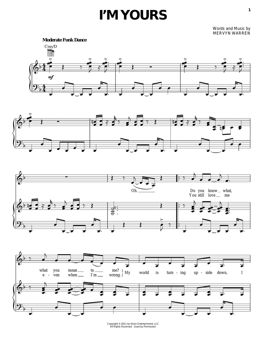 I'm Yours Acoustic Guitar scores gallery preview page 1
