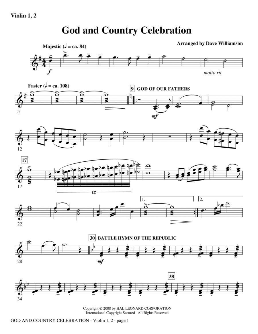 God And Country Celebration (Medley) - Viola Choir scores gallery preview page 1