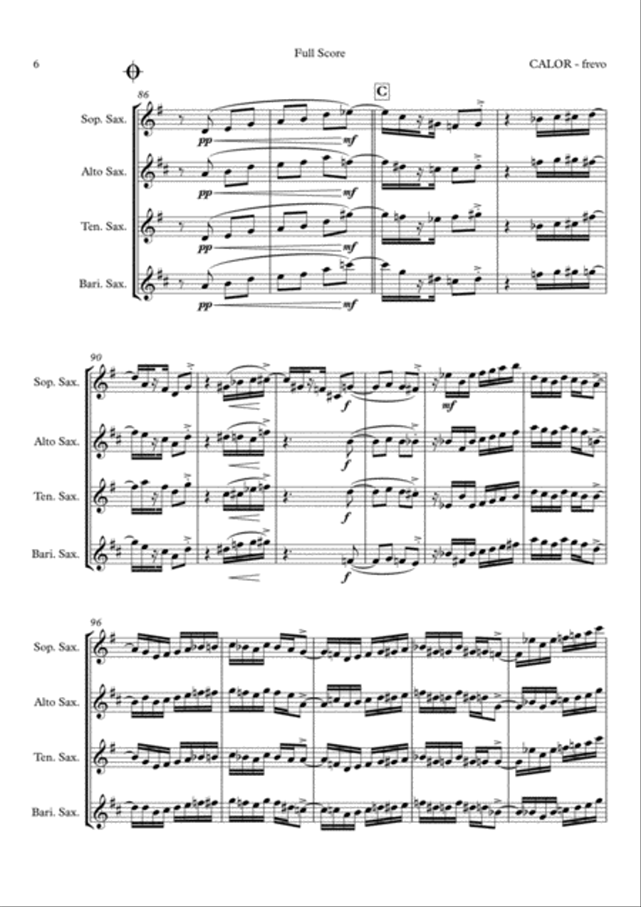 Calor (Frevo) by Dino Barioni Woodwind Quartet scores gallery preview page 6