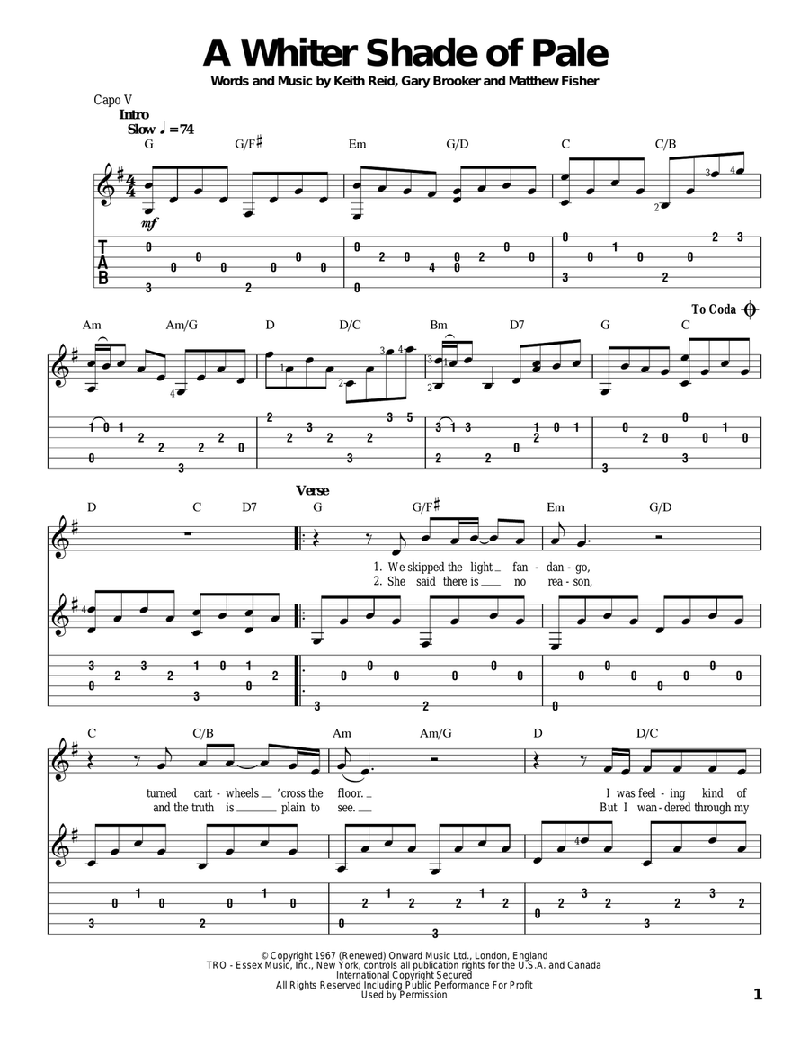 A Whiter Shade Of Pale Acoustic Guitar scores gallery preview page 1
