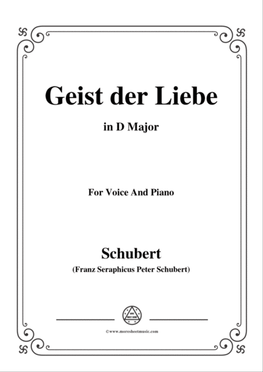 Schubert-Geist der Liebe,Op.118 No.1,in D Major,for Voice&Piano Voice scores gallery preview page 1