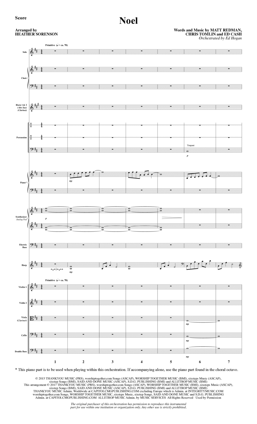 Noel (feat. Lauren Daigle) (arr. Heather Sorenson) - Full Score Choir scores gallery preview page 1