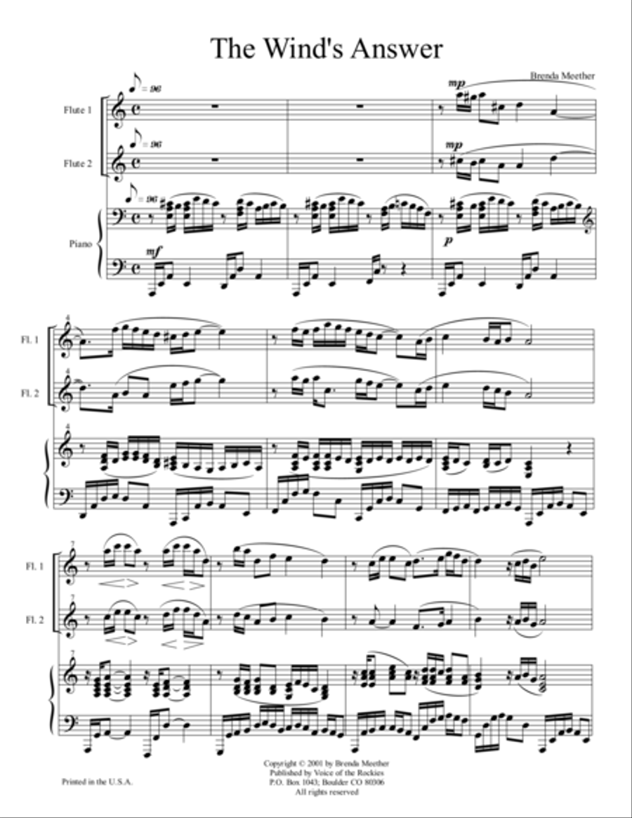 The Winds Answer, trio for two flutes & piano Flute Solo scores gallery preview page 1