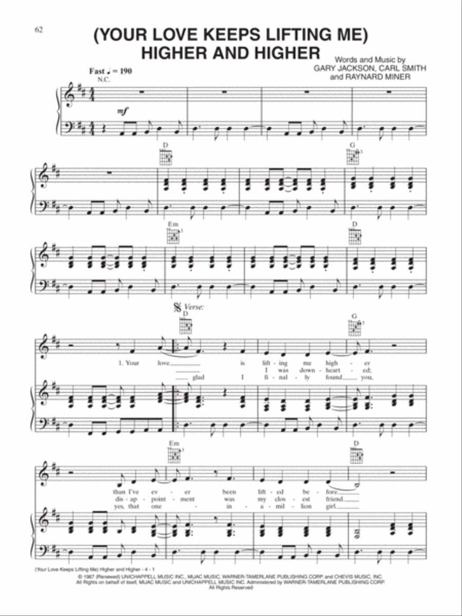 (Your Love Has Lifted Me) Higher and Higher Piano, Vocal, Guitar scores gallery preview page 1