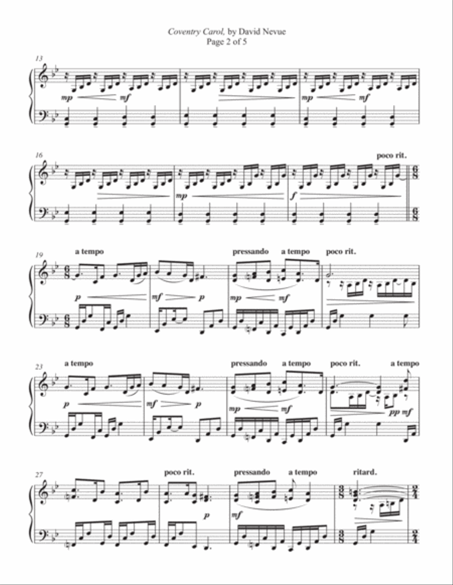 Coventry Carol Piano Solo scores gallery preview page 2