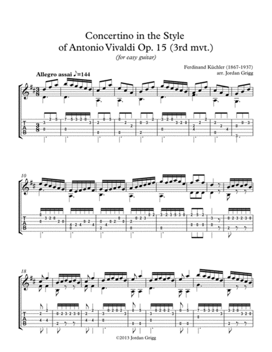 Concertino in the Style of Antonio Vivaldi, 3rd Movement (for easy guitar), Op.15 image number null