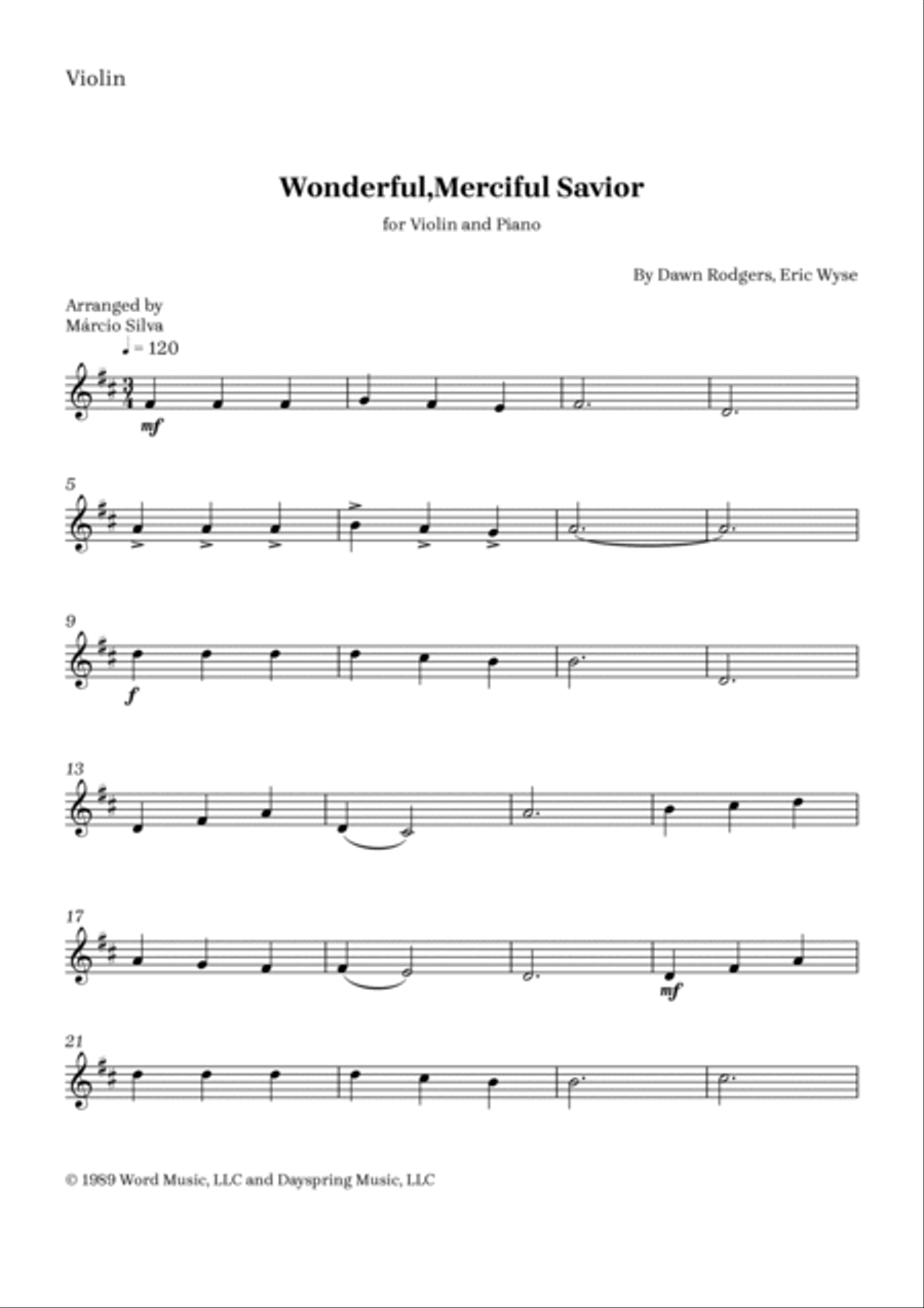 Wonderful, Merciful Savior Violin Solo scores gallery preview page 4