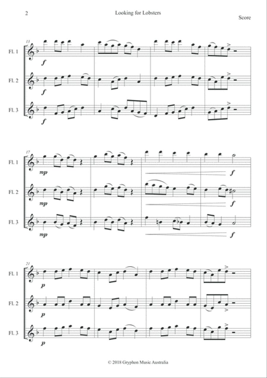 Looking for Lobsters (for flute trio) Flute Trio scores gallery preview page 3
