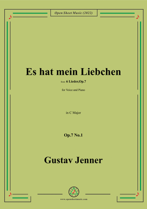 Book cover for Jenner-Es hat mein Liebchen,in C Major,Op.7 No.1
