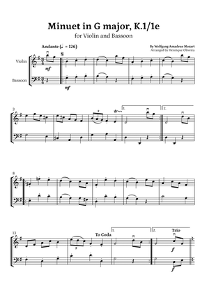 Book cover for Minuet in G major, K.1/1e (Violin and Bassoon) - W. A. Mozart