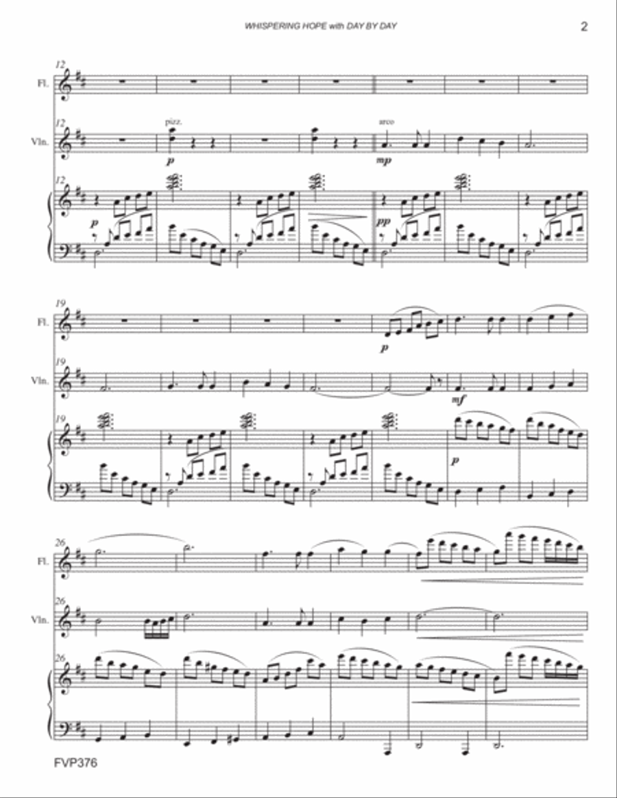 WHISPERING HOPE/DAY BY DAY - FLUTE & VIOLIN with Piano Accompaniment Small Ensemble scores gallery preview page 2