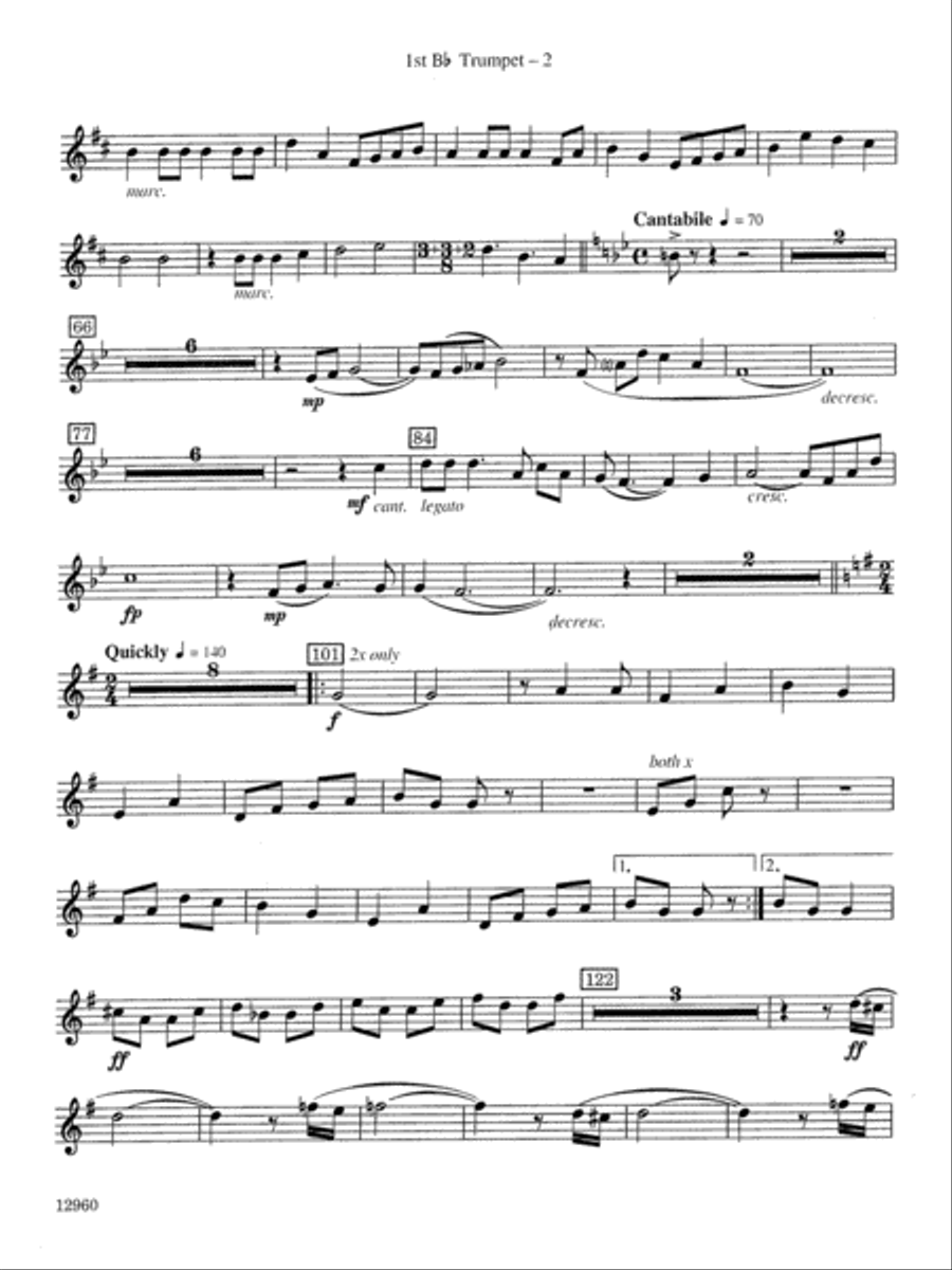 Sailing Songs: 1st B-flat Trumpet Concert Band scores gallery preview page 2