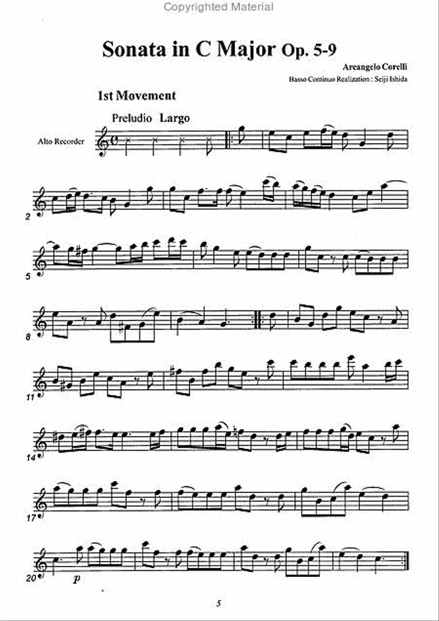 Sonata in C Major, Op. 5-9 Alto Recorder scores gallery preview page 2