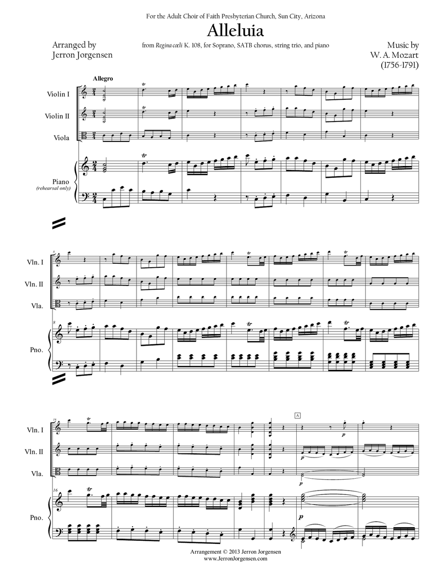 Alleluia from Regina Coeli K 108 4-Part scores gallery preview page 1
