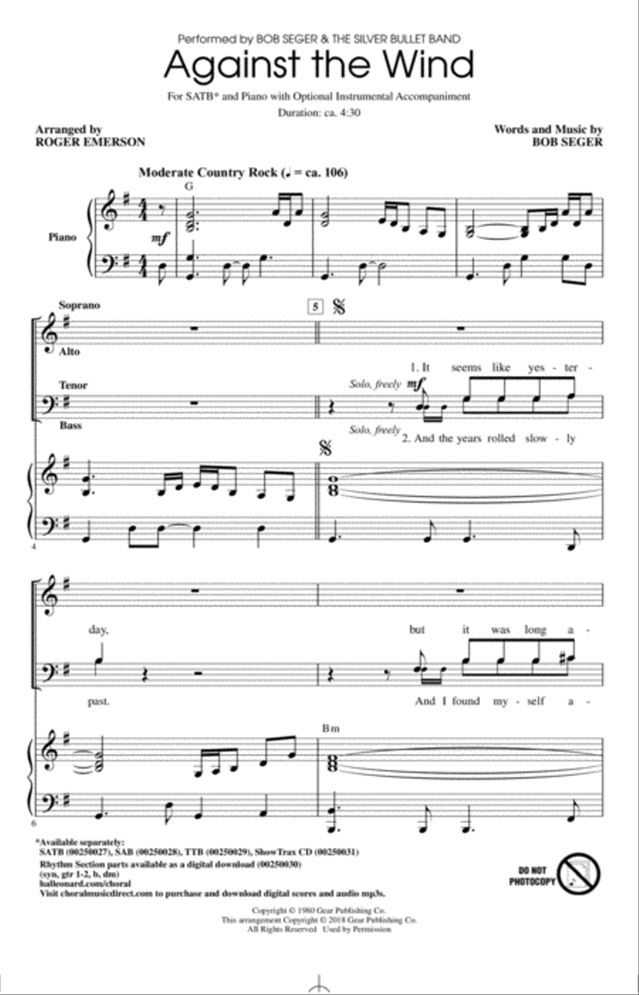 Against The Wind 4-Part scores gallery preview page 1