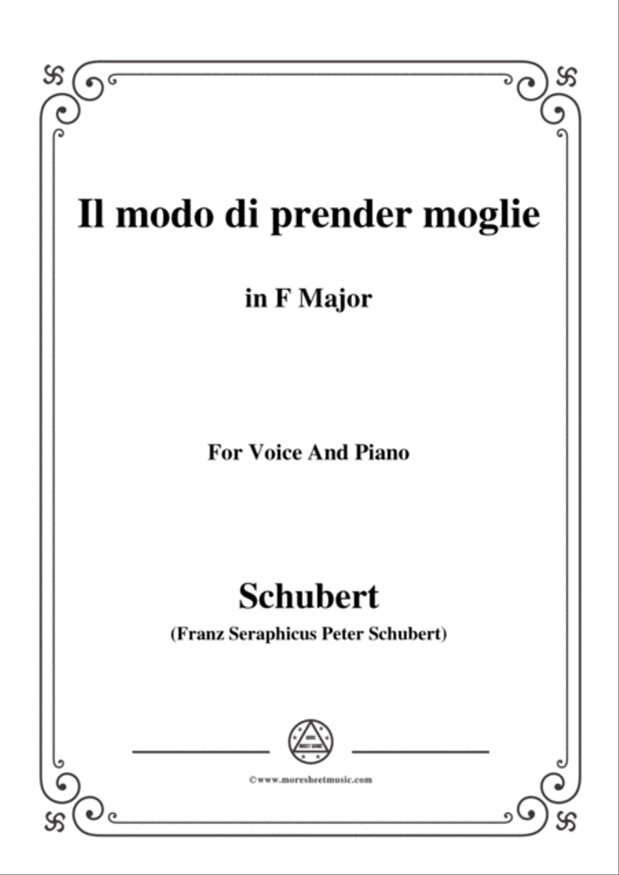 Schubert-Il modo di prender moglie,Op.83 No.3,in F Major,for Voice&Piano Voice scores gallery preview page 1