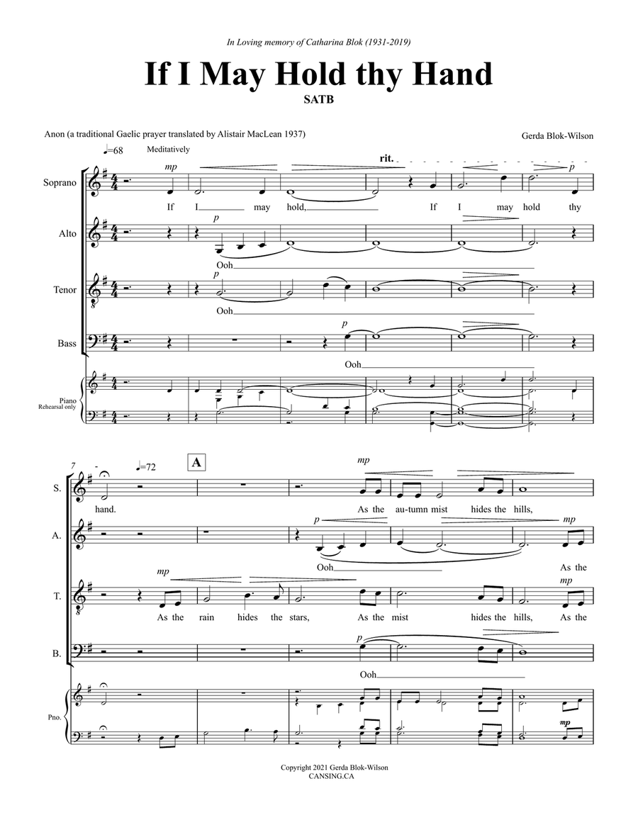 If I May Hold Thy Hand 4-Part scores gallery preview page 1