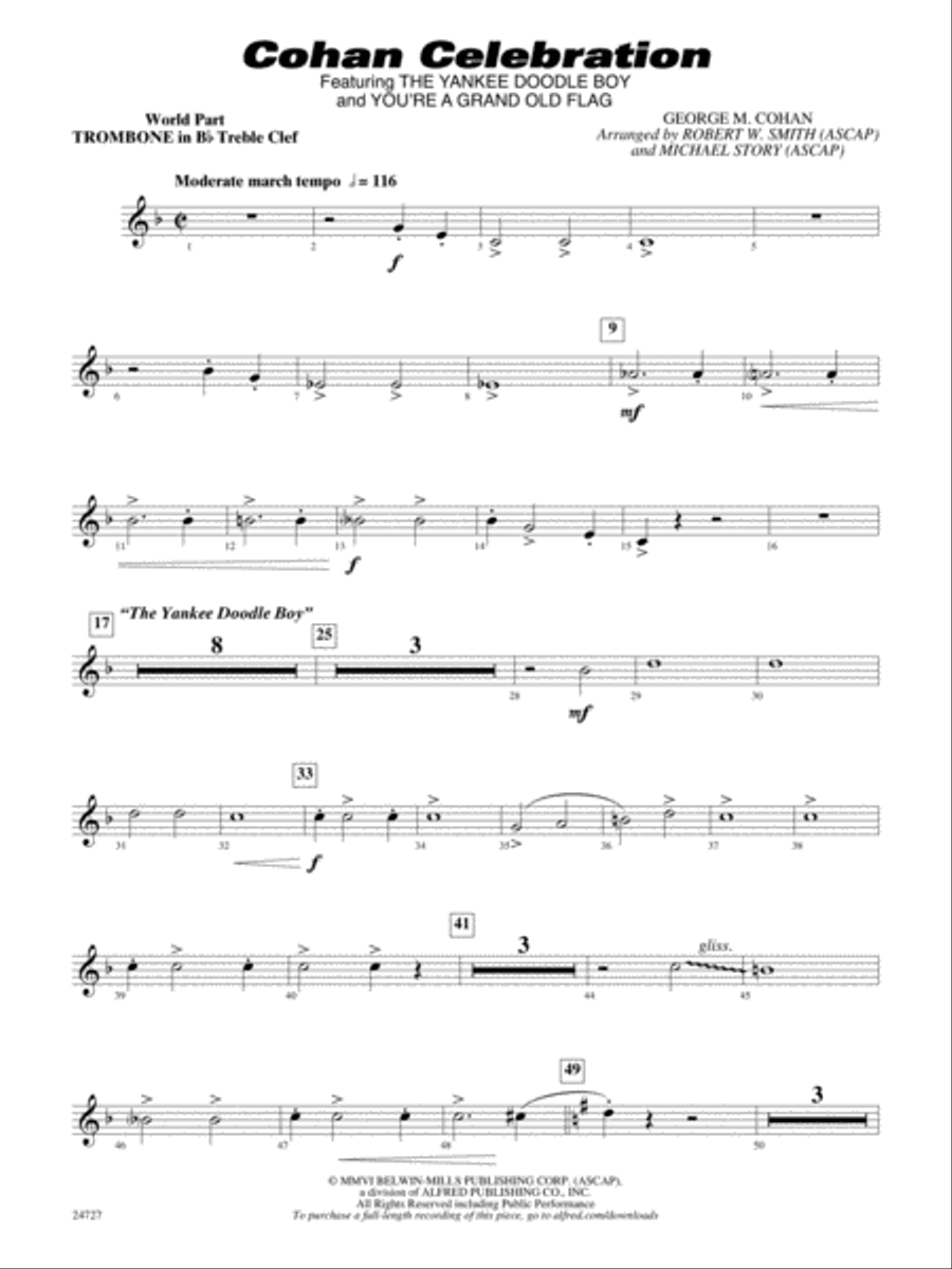 Cohan Celebration: (World Part) Bb Trombone T.C. Concert Band scores gallery preview page 1