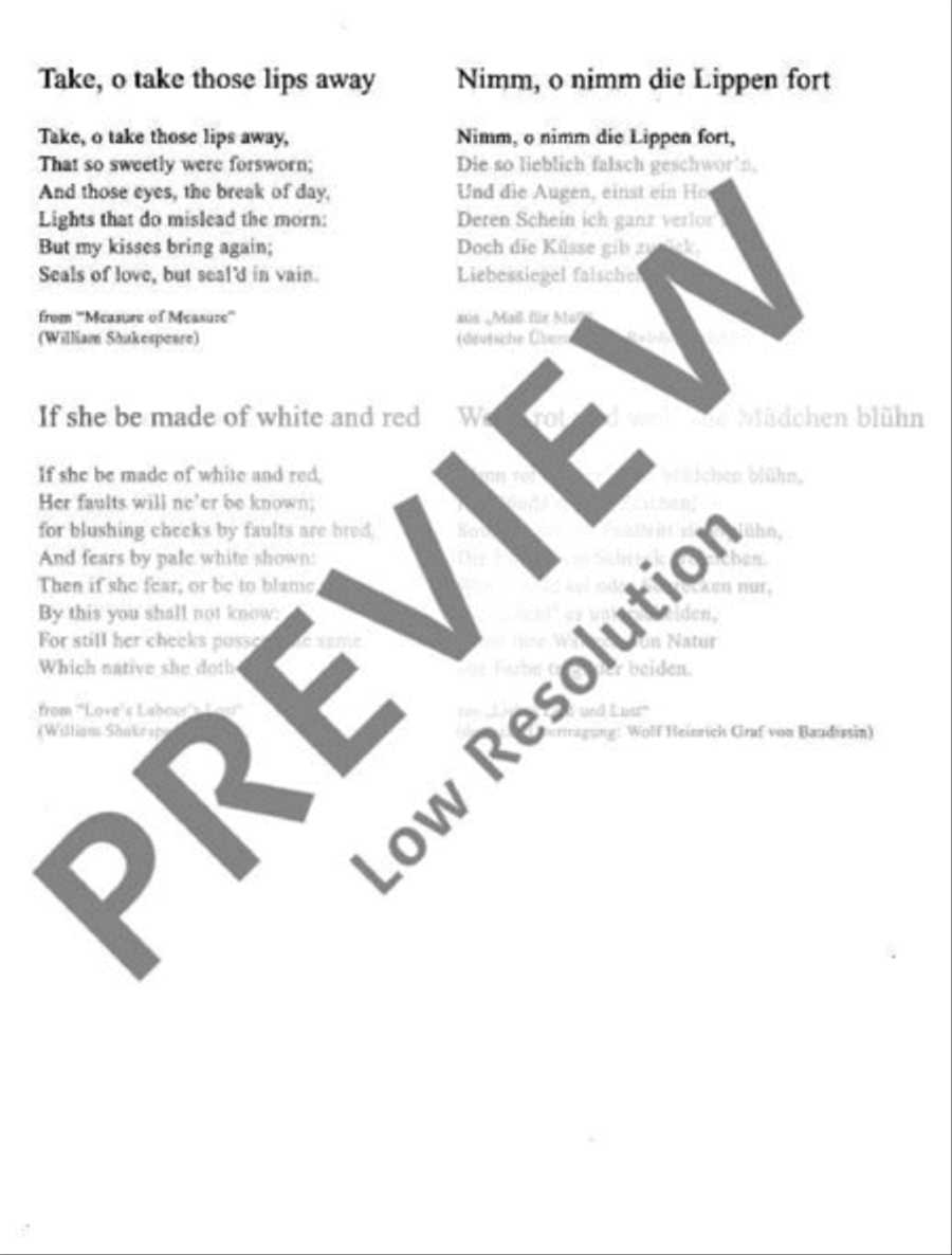 Seven Songs from Shakespeare's Comedies 4-Part scores gallery preview page 3