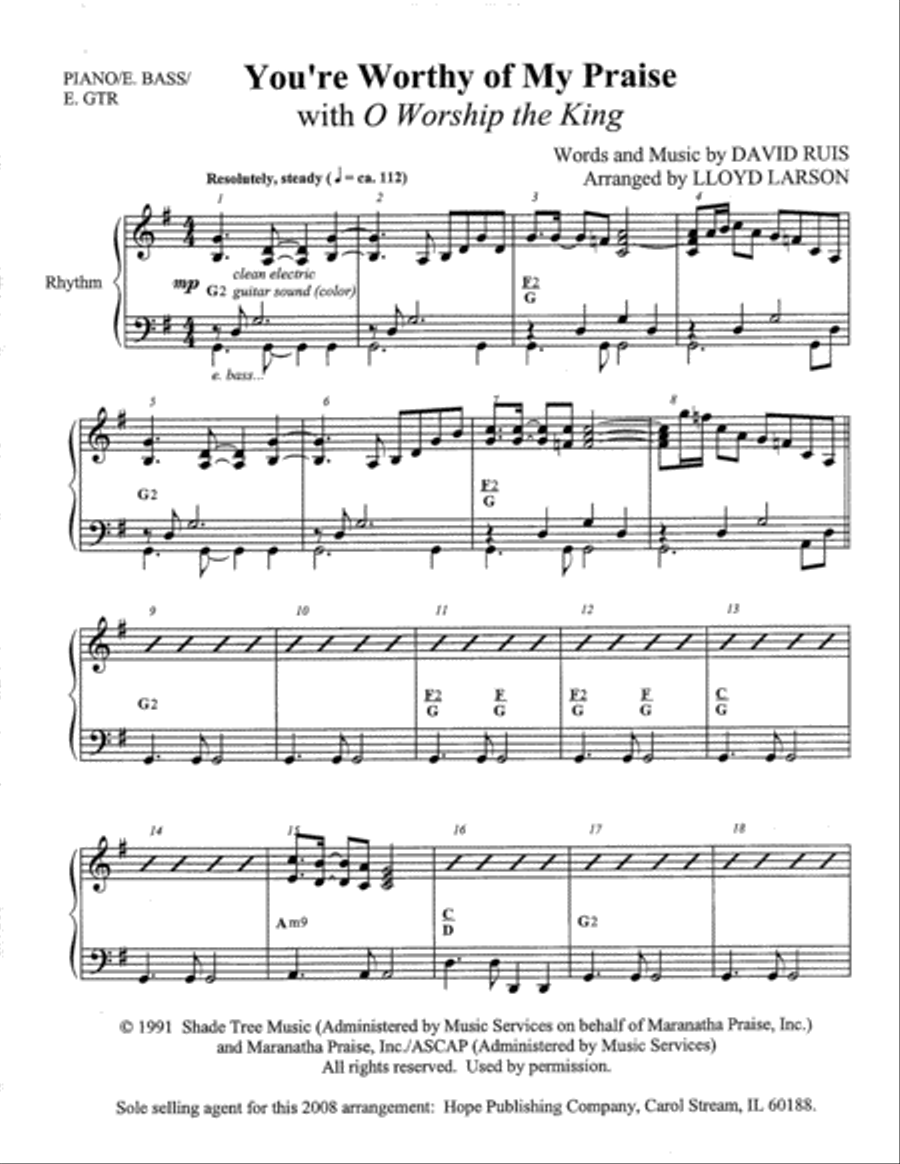 You're Worthy of My Praise with O Worship the King Guitar scores gallery preview page 6