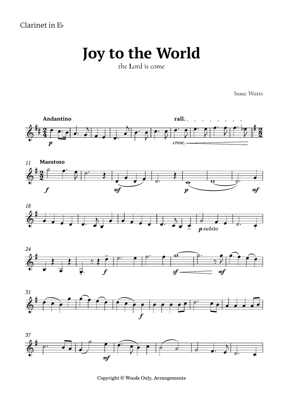 Joy to the World by for Clarinet Ensemble Woodwind Ensemble scores gallery preview page 5