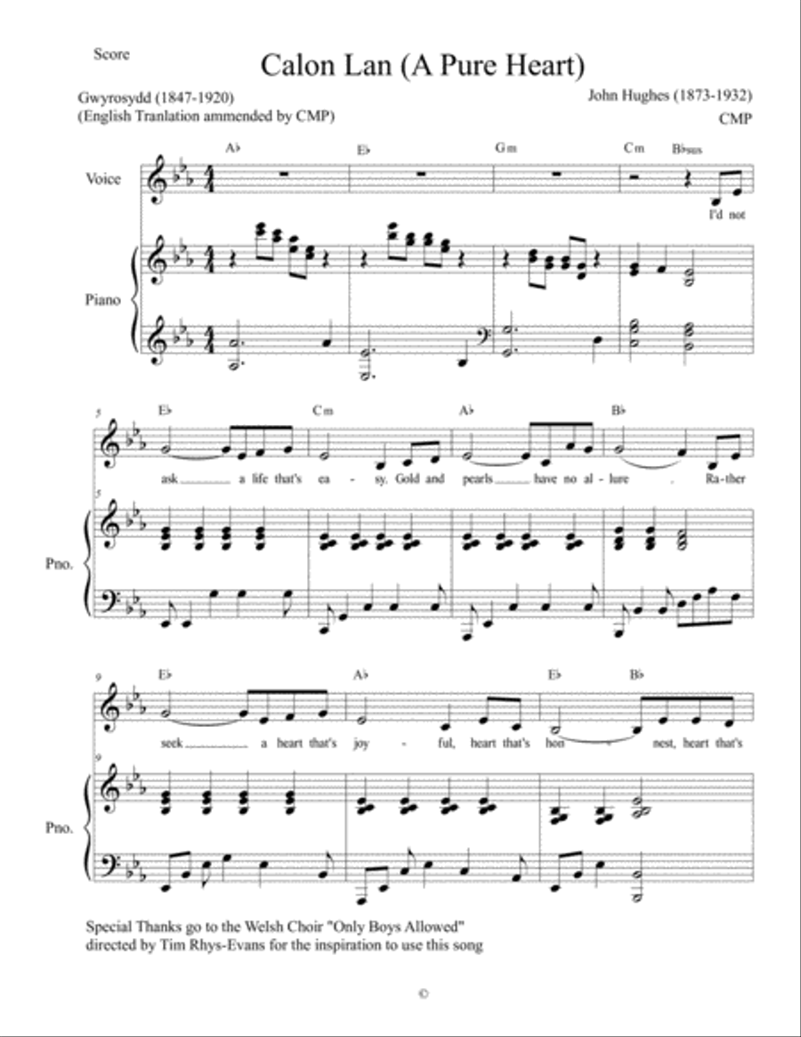Calon Lan (A Pure Heart) Calon Lan (A Pure Heart) Voice scores gallery preview page 3