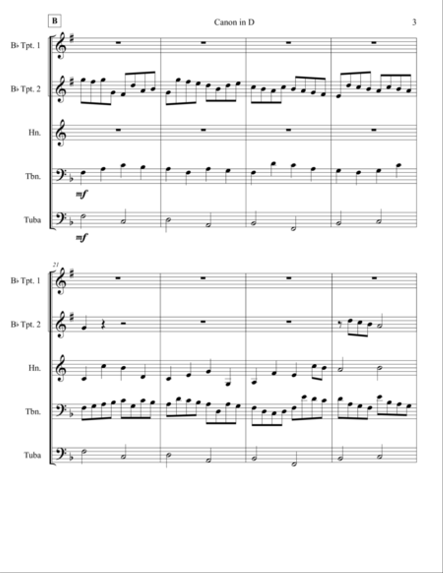 Canon in D Brass Ensemble scores gallery preview page 3
